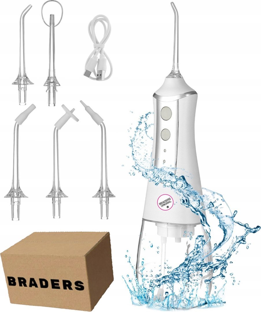 PROFESJONALNY DENTYSTYCZNY IRYGATOR DO ZĘBÓW BEZPRZEWODOWY MOCNY - 5 DYSZ