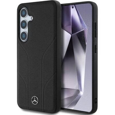 Etui MERCEDES Leather Debossed Lines MagSafe do Samsung Galaxy S25+ Czarny