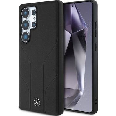 Etui MERCEDES Leather Debossed Lines MagSafe do Samsung Galaxy S25 Ultra Czarny