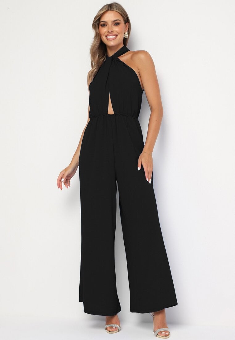 Czarny Kombinezon o Taliowanym Kroju Bez Rękawów Rivassina