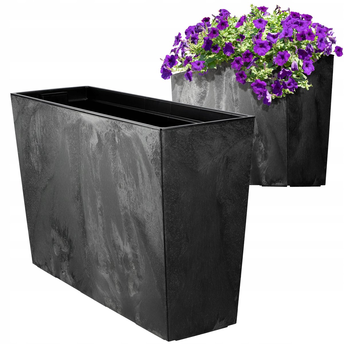 DONICZKA DONICA NA KWIATY KWIETNIK WYSOKA + WKŁAD 19x56cm CZARNY BETON