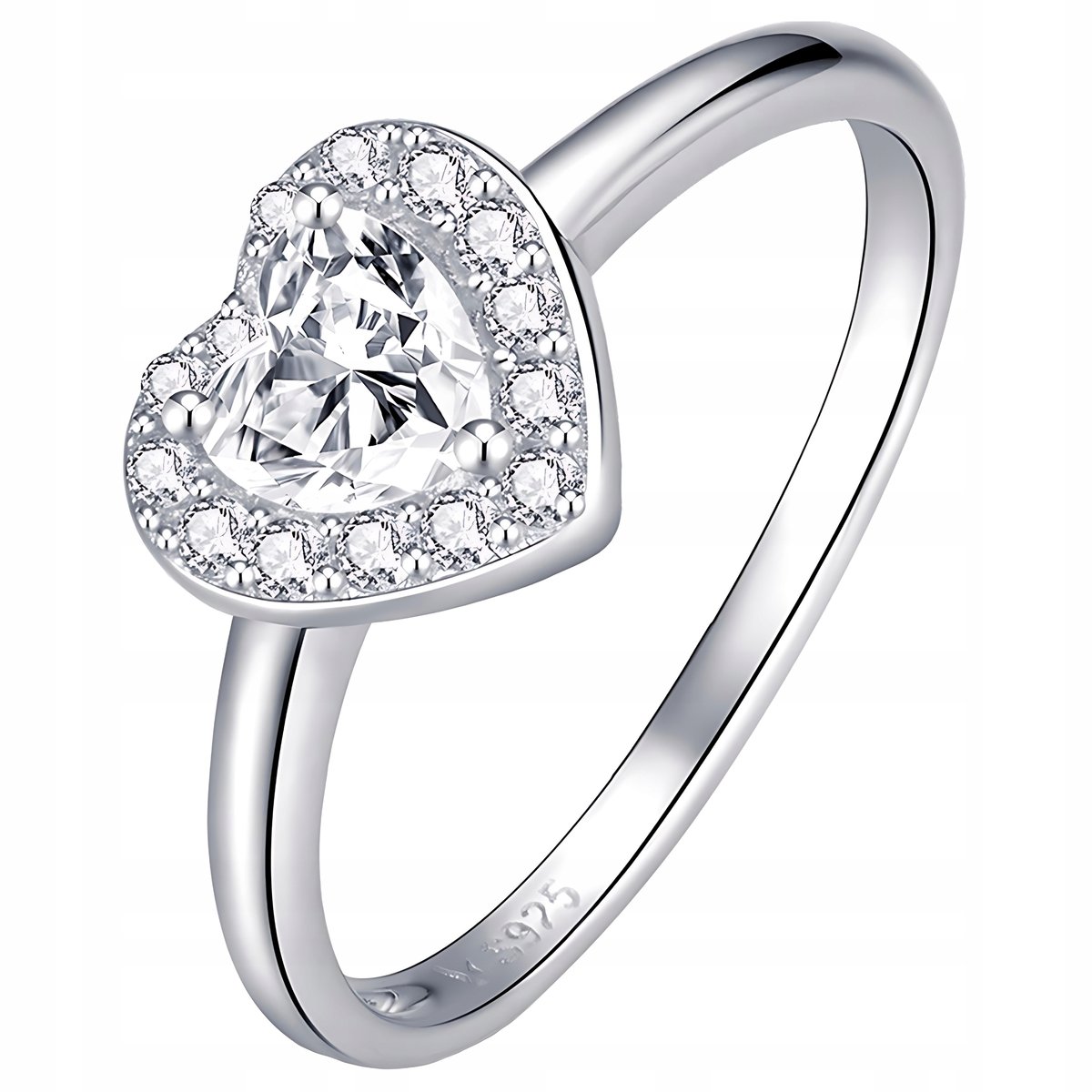 Srebrny PIERŚCIONEK SERCE cyrkonia pr 925 roz. 17 kryształ srebro