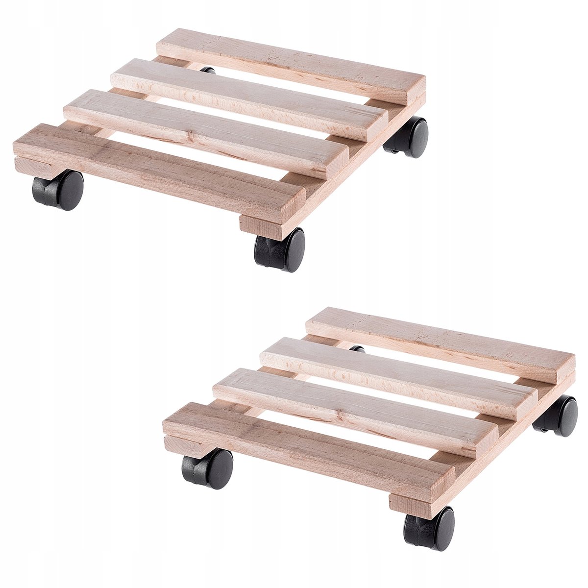 PODSTAWKA POD DONICZKĘ DONICĘ NA KÓŁKACH DREWNIANA KWADRAT 30cm ZESTAW 2szt