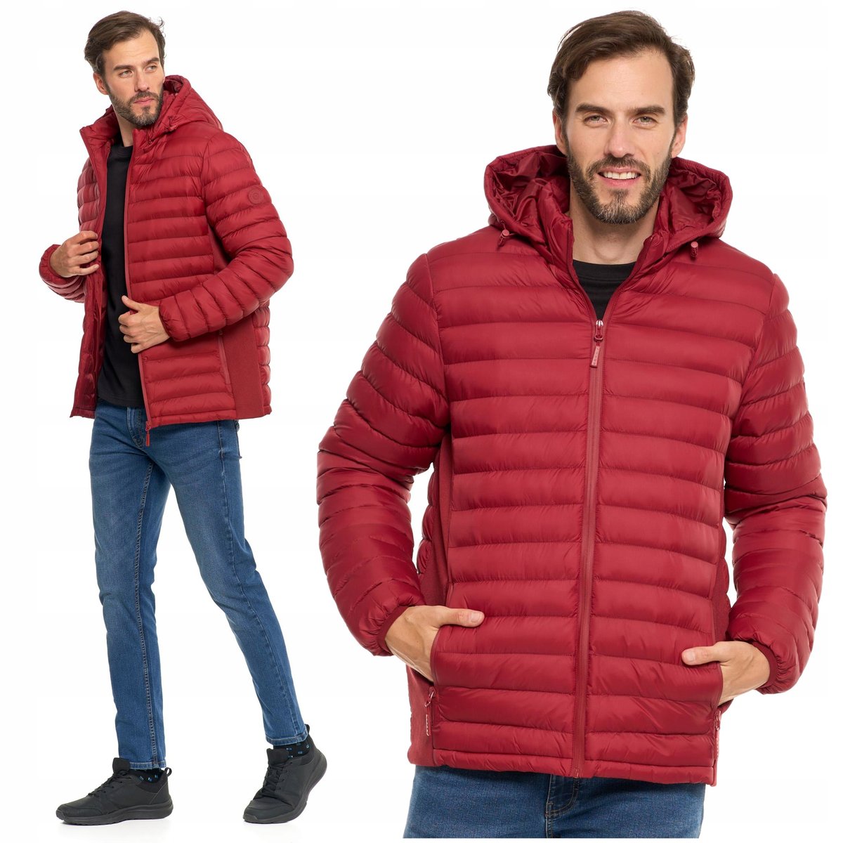 KURTKA MĘSKA Pikowana Przejściowa na Jesień z Odpinanym Kapturem MORAJ XL