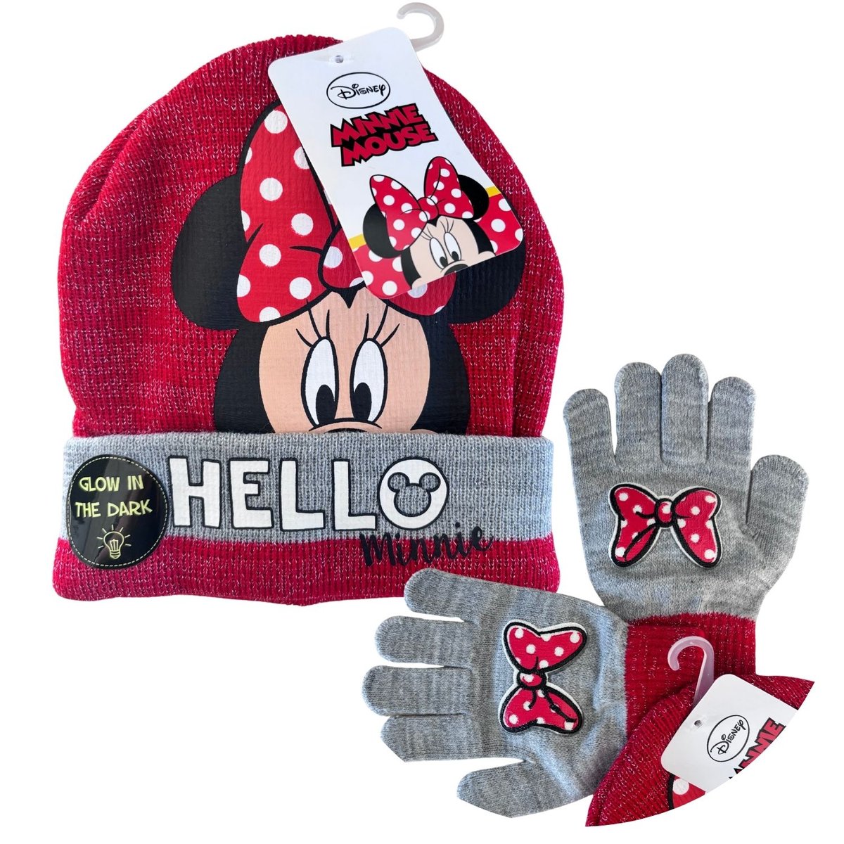 Komplet czapka rękawiczki Disney Myszka Minnie zimowa dla dziewczynki