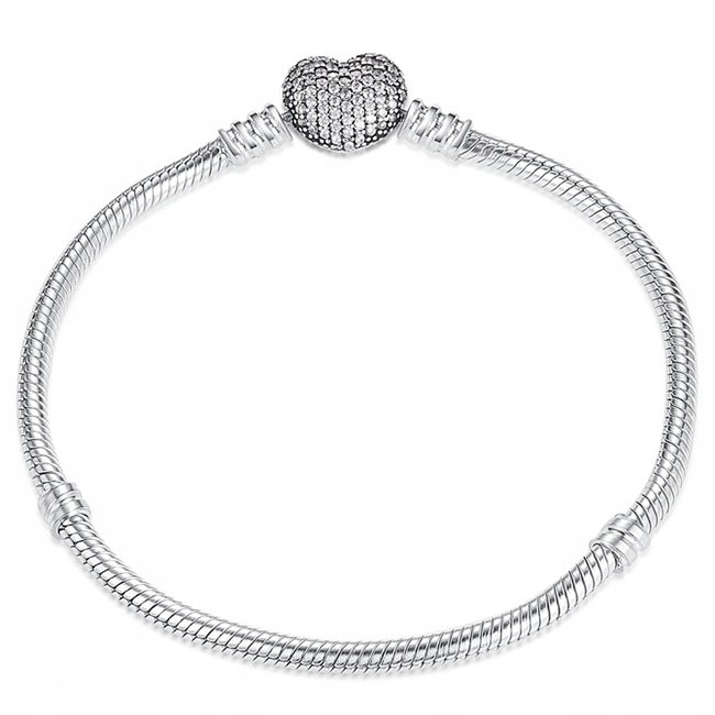 Bransoletka SREBRNA do charms SERCE damska Pr.925 serduszko cyrkonie love