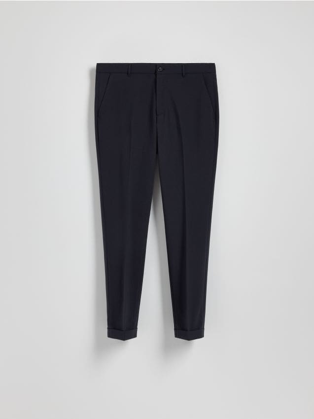 Reserved - Spodnie chino slim z wiskozą - granatowy