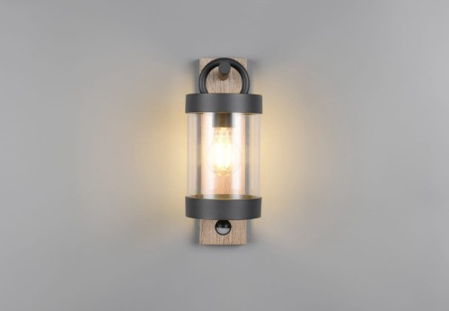 Sambesi kinkiet zewnętrzny z czujnikiem ruchu 1xE27 imitacja drewna 204169135