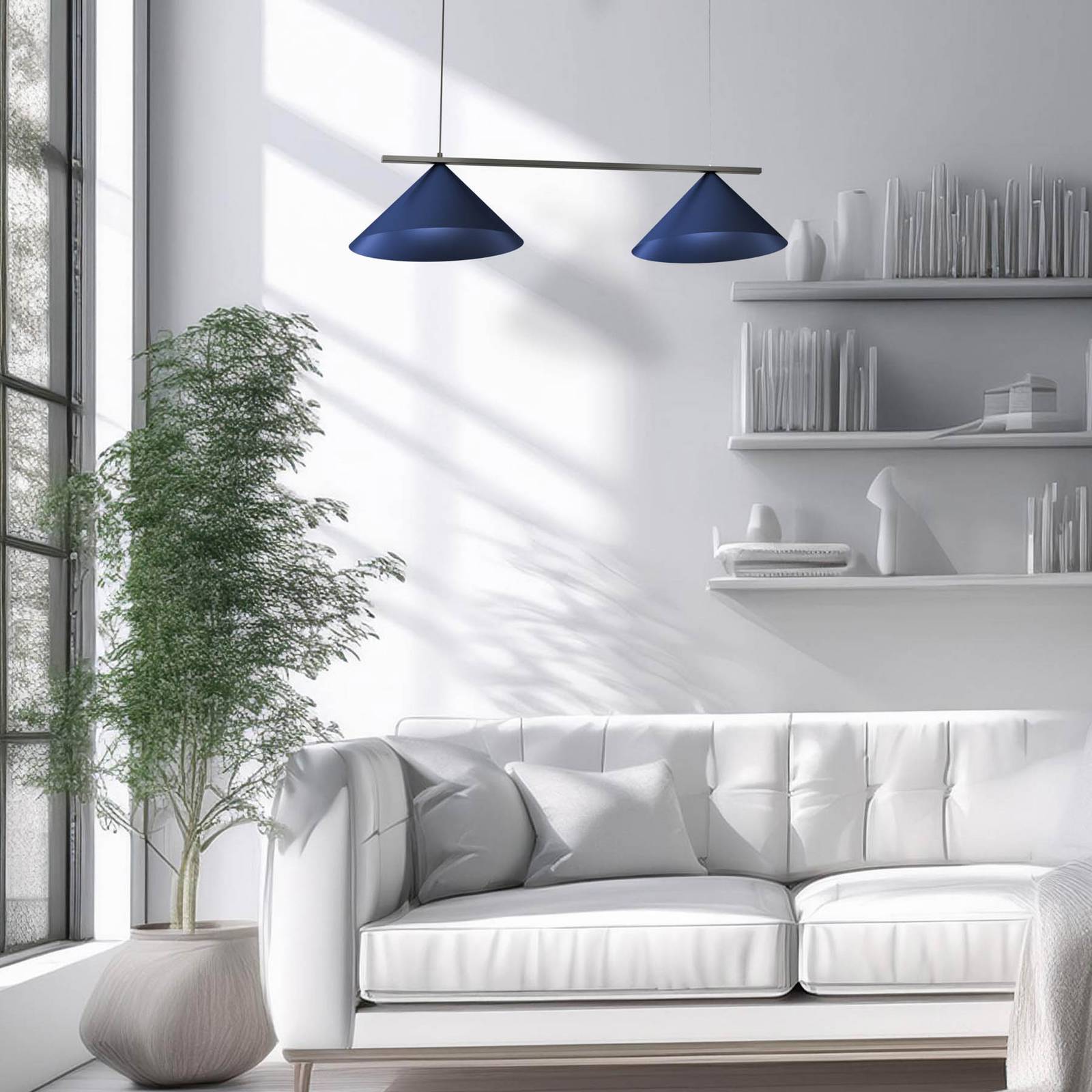 Eko-Light Lampa wisząca Capital, niebieska, 2-punktowa, Ø 46 cm, GX53