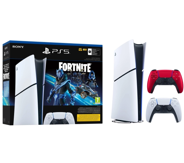 Sony PlayStation 5 Digital Slim D Chassis (PS5 1TB Fortnite Cobalt + Dodatkowy Pad Wulkaniczna czerwień)