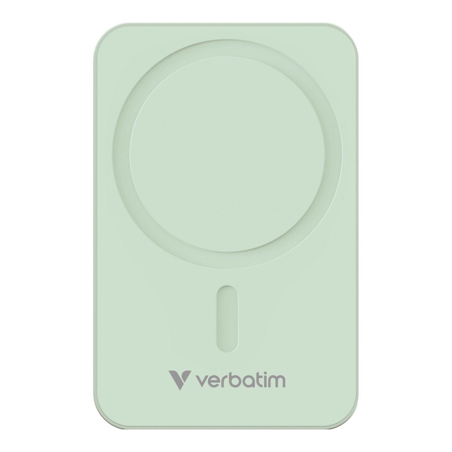 Powerbank verbatim charge 'n' go essentials magnetic wireless 20000mah usb-c pd 3.0 green