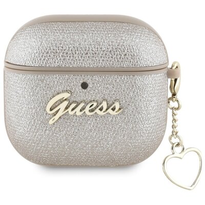 Etui na słuchawki GUESS Metallic Script Charm do Apple Airpods 4 Złoty
