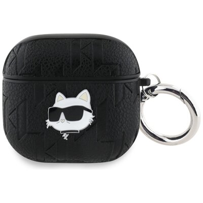 Etui na słuchawki KARL LAGERFELD Monogram Choupette Head do Apple Airpods 4 Czarny