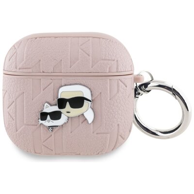 Etui na słuchawki KARL LAGERFELD Monogram Karl & Choupette Head do Apple Airpods 4 Różowy