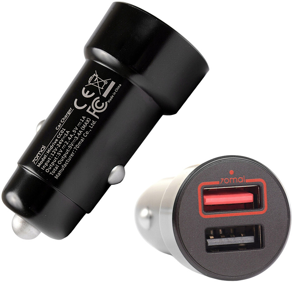Ładowarka samochodowa 70mai CC01 2xUSB Czarna