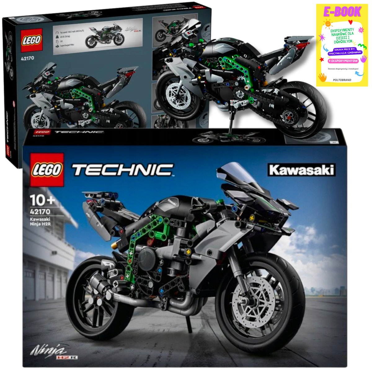 LEGO TECHNIC Motocykl Kawasaki Ninja H2R MOTOR PREZENT LEGO 42170 + EBOOK