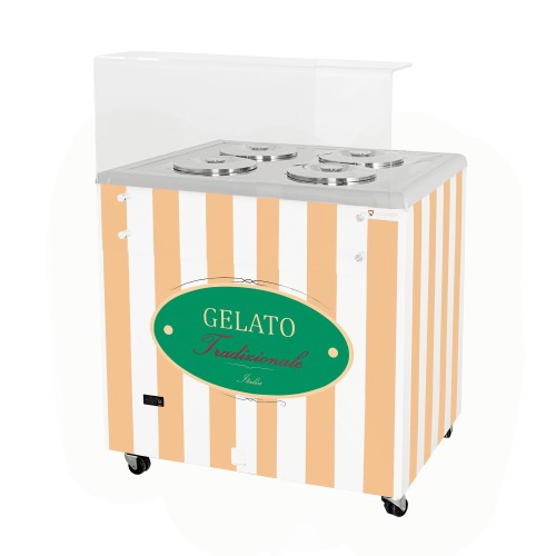 Dystrybutor do lodów witryna do lodów konserwator retro 4 tub okrągłe kuwety 843x670x895 mm GELATO POZETTI 4 BEIGE Resto Quality