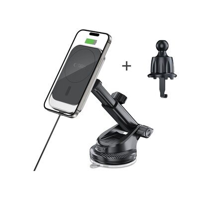 Uchwyt na telefon TECH-PROTECT V9 Magsafe Dashboard & Vent Wireless Charger 15W Czarny