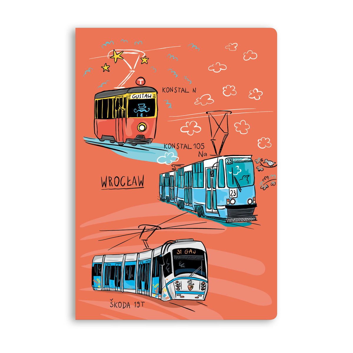 Zeszyt A5 Gliniana Kura WROCŁAW TRAMWAJE 60 kartek, kratka
