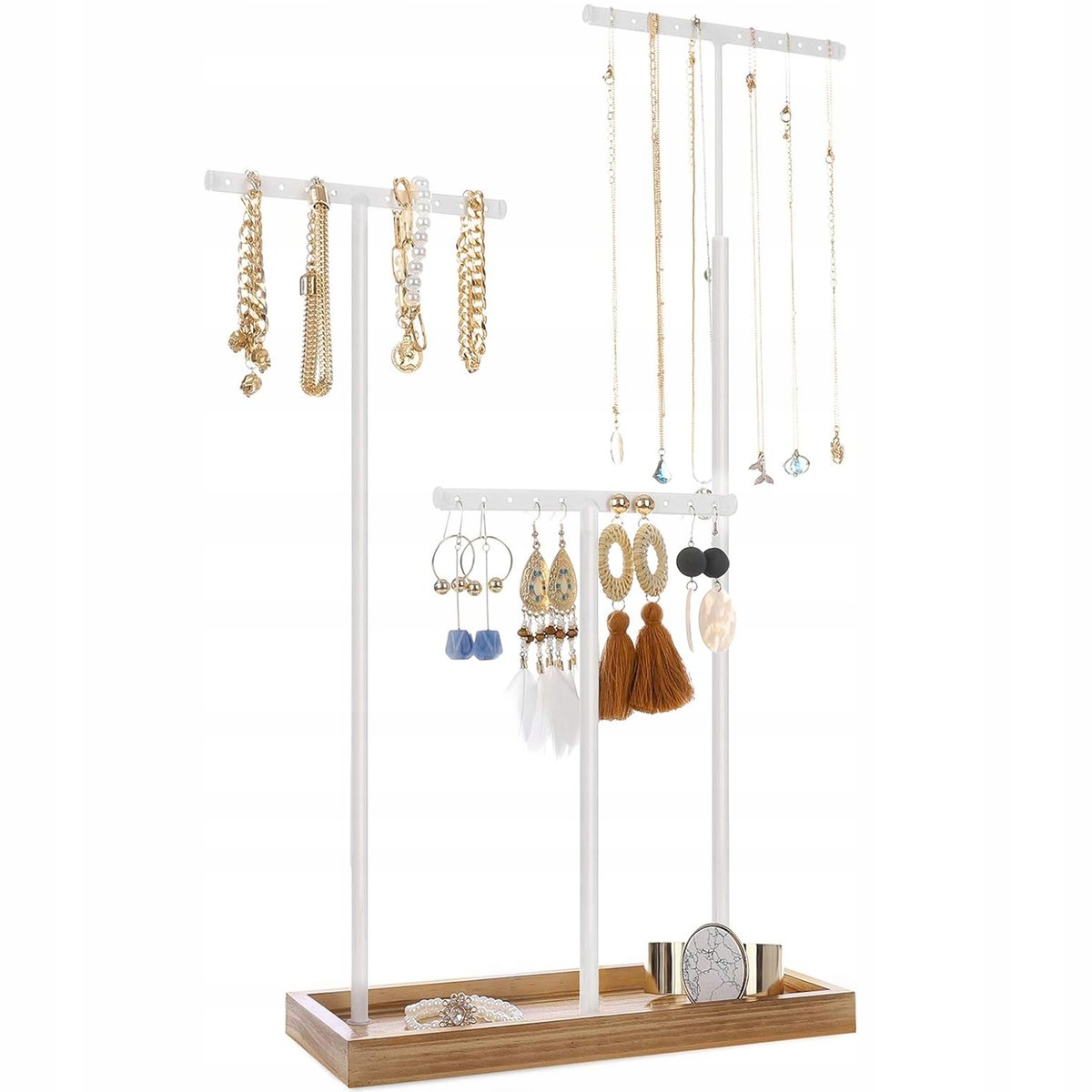 Organizer na biżuterie kolczyki Metalowy stojak na biżuterie z regulacją