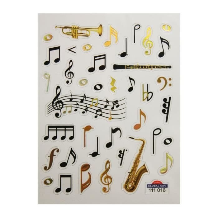 Naklejki na nuty i instrumenty muzyczne - Złoto - 1,8 cm