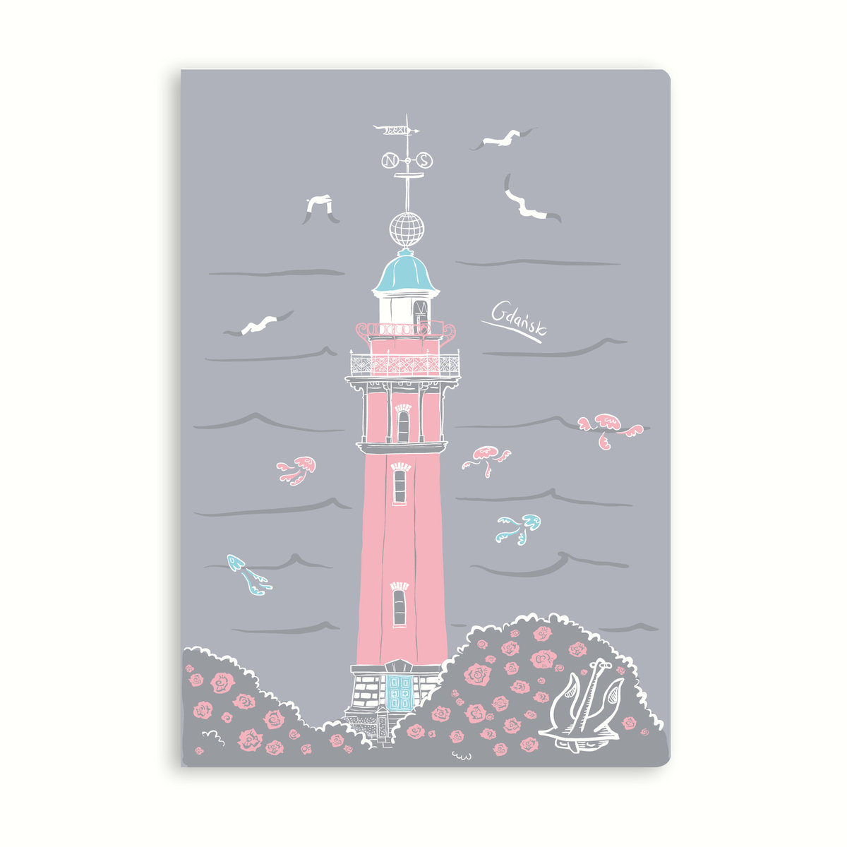 Zeszyt A5 Gliniana Kura GDAŃSK LATARNIA MORSKA 60 kartek, kratka