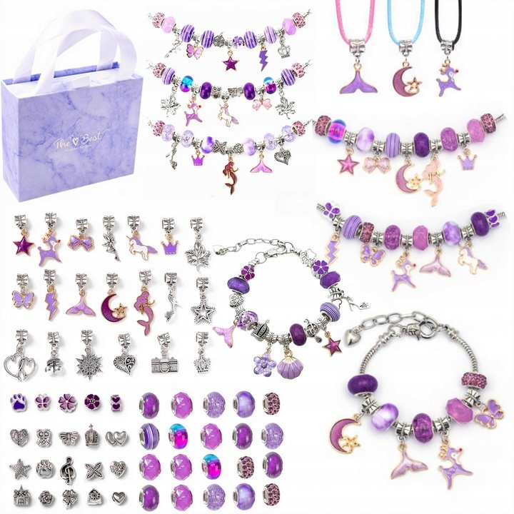 ZESTAW DO ROBIENIA BIŻUTERII NASZYJNIKÓW BRANSOLETEK ZAWIESZKI + PUDEŁKO