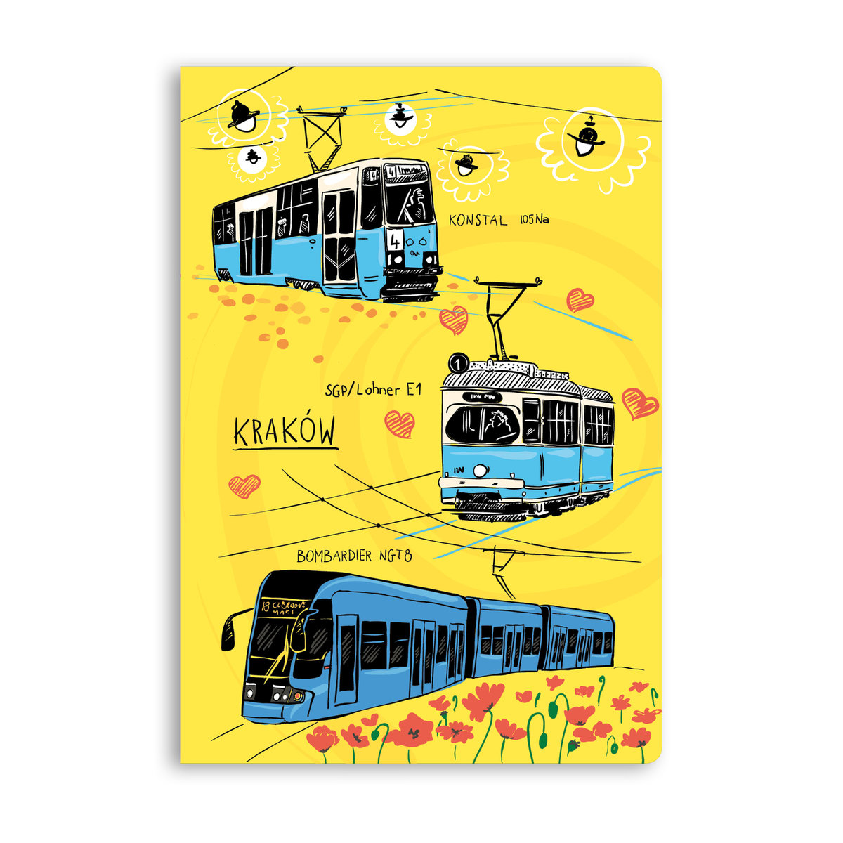 Zeszyt A5 Gliniana Kura KRAKÓW TRAMWAJE 60 kartek, kratka