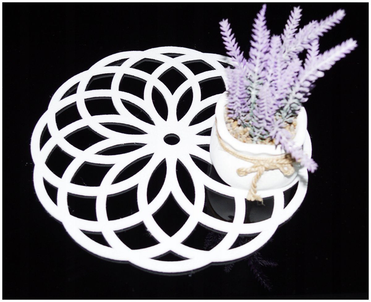 Podkładka Filcowa Dekoracyjna na Stół Pod Talerz Ziarno Życia 30cm Biały