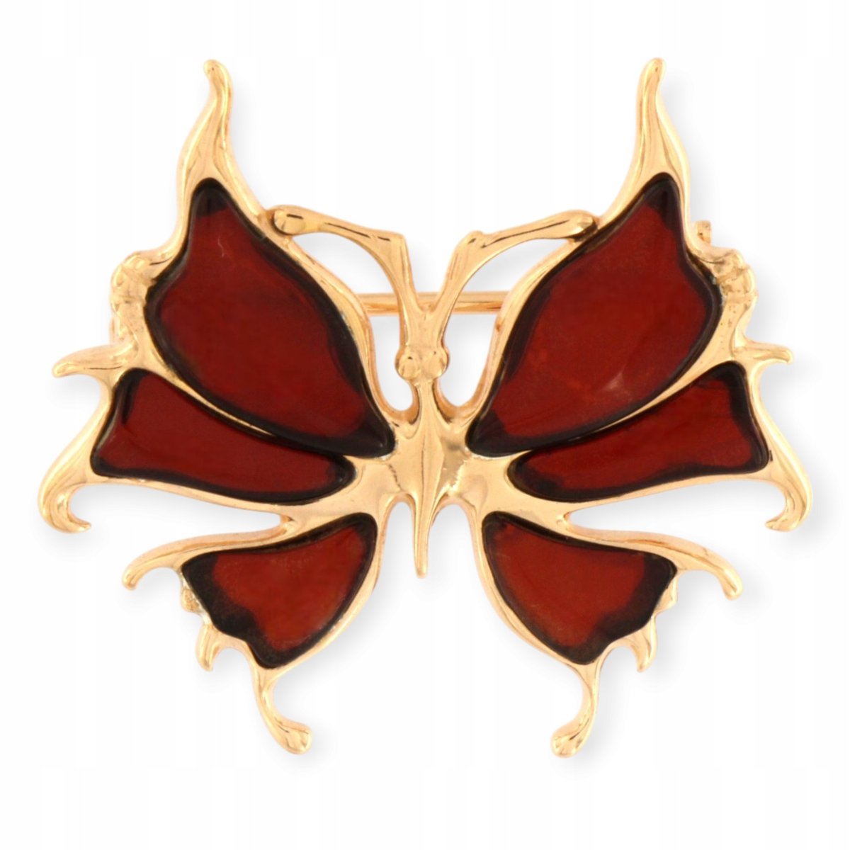 Broszka motyl, Broszka srebro pozłacane - wiśnia