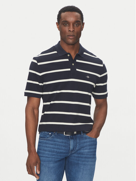 Gant Polo 2014022 Granatowy Regular Fit