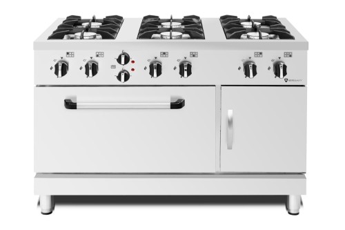 Kuchnia gazowa z piekarnikiem elektrycznym 6-palnikowa 37,4 kW 1200x700x830 mm RQ40361-6EO Resto Quality