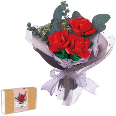 Klocki plastikowe QBI Czerwony bukiet kwiatów SA260500