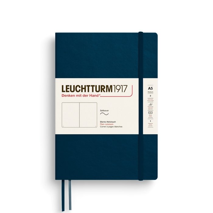 Leuchtturm1917- Plain Notebook A5 Notatnik granatowy miękki gładki 21cmx 15cm
