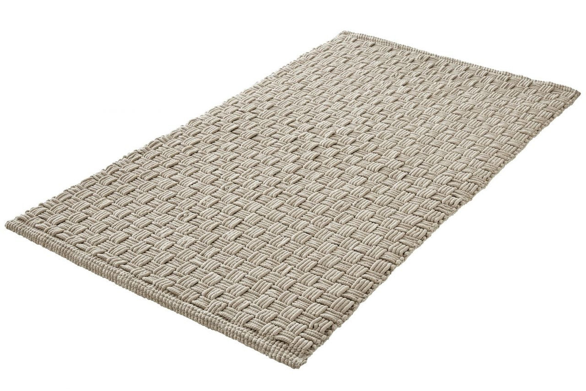 Kleine Wolke Matino ręcznie tkany dywanik łazienkowy 60x100 cm beż macadamia nić szenilowa