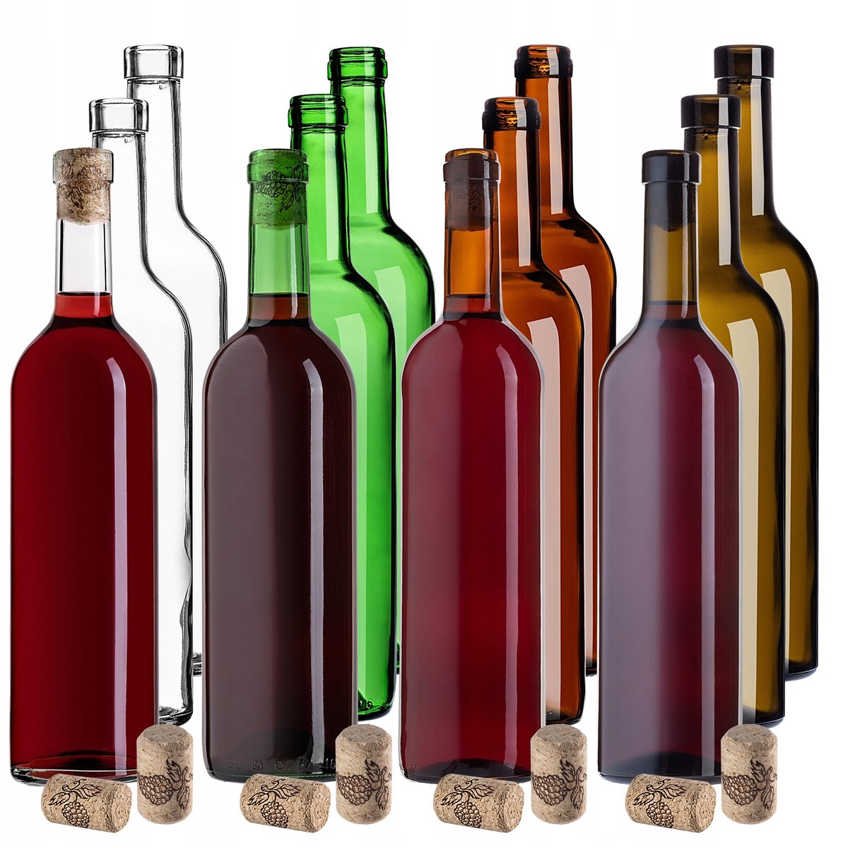 BUTELKI DO WINA NA WINO NALEWKI 750ml 0,75L BUTELKA SZKLANA 30szt Z KORKAMI