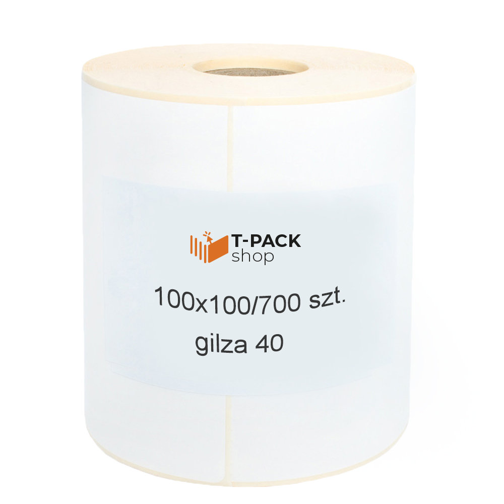 Etykiety Termotransferowe 100x100mm 700 sztuk gilza 40mm