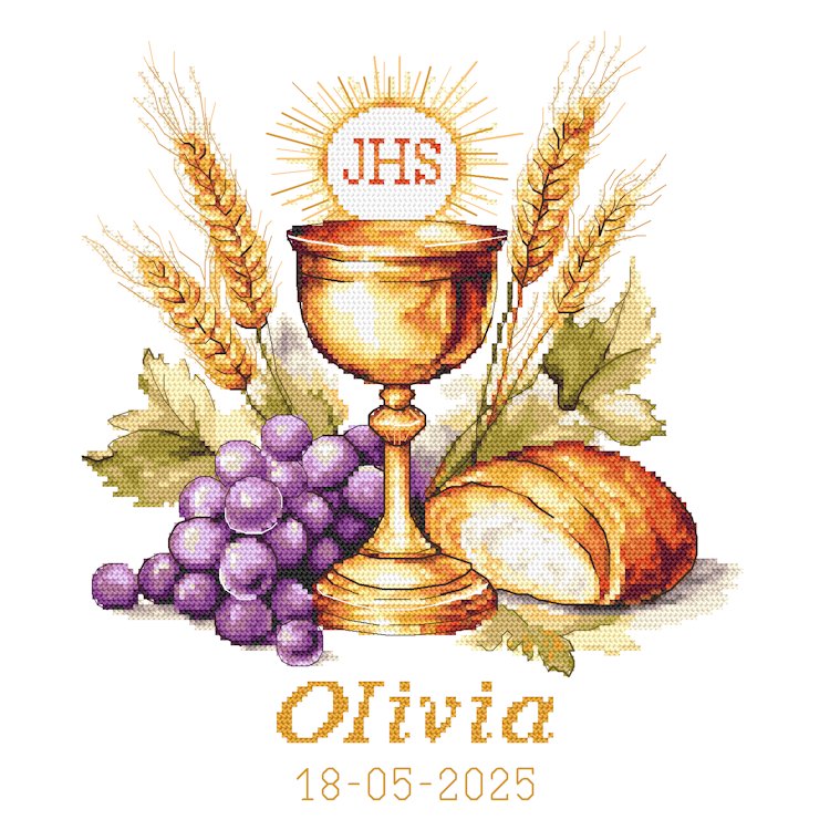 Haft krzyżykowy - Zestaw do haftu - Pamiątka komunijna - Kielich