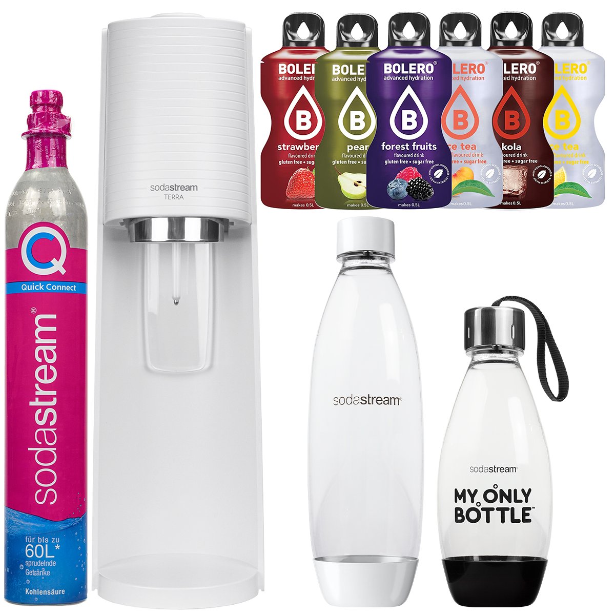 Saturator do wody SODASTREAM Terra - biały saturator z butelkami bez BPA napoje bez cukru Quick Connect