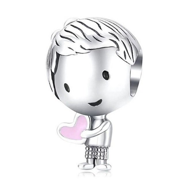 Zawieszka Charms SREBRO 925 Koralik do PANDORA Chłopczyk z sercem