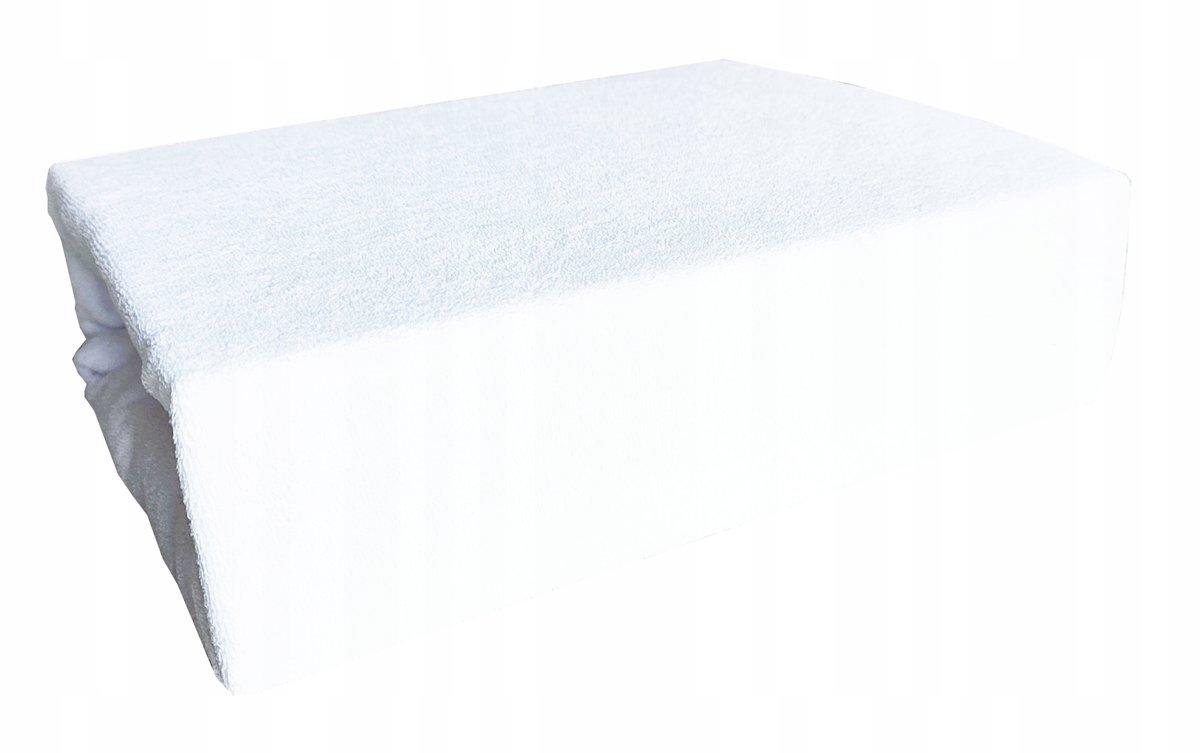 Prześcieradło Frotte z gumką 200x220 Białe Polskie Grube Bawełniane