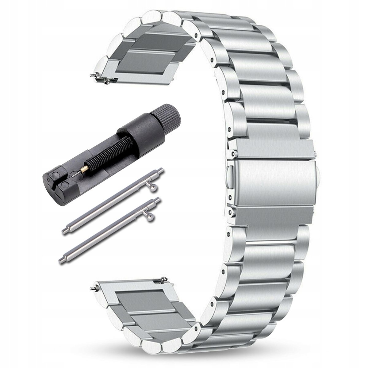 STALOWA BRANSOLETA PASEK DO ZEGARKA SMARTWATCH - 24mm UNIWERSALNA TELESKOPY