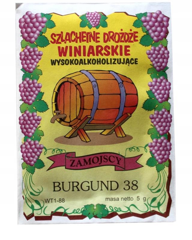 DROŻDŻE WINIARSKIE POŻYWKA DLA DROŻDŻY DO WINA WINIARSKICH 5G BURGUND 38