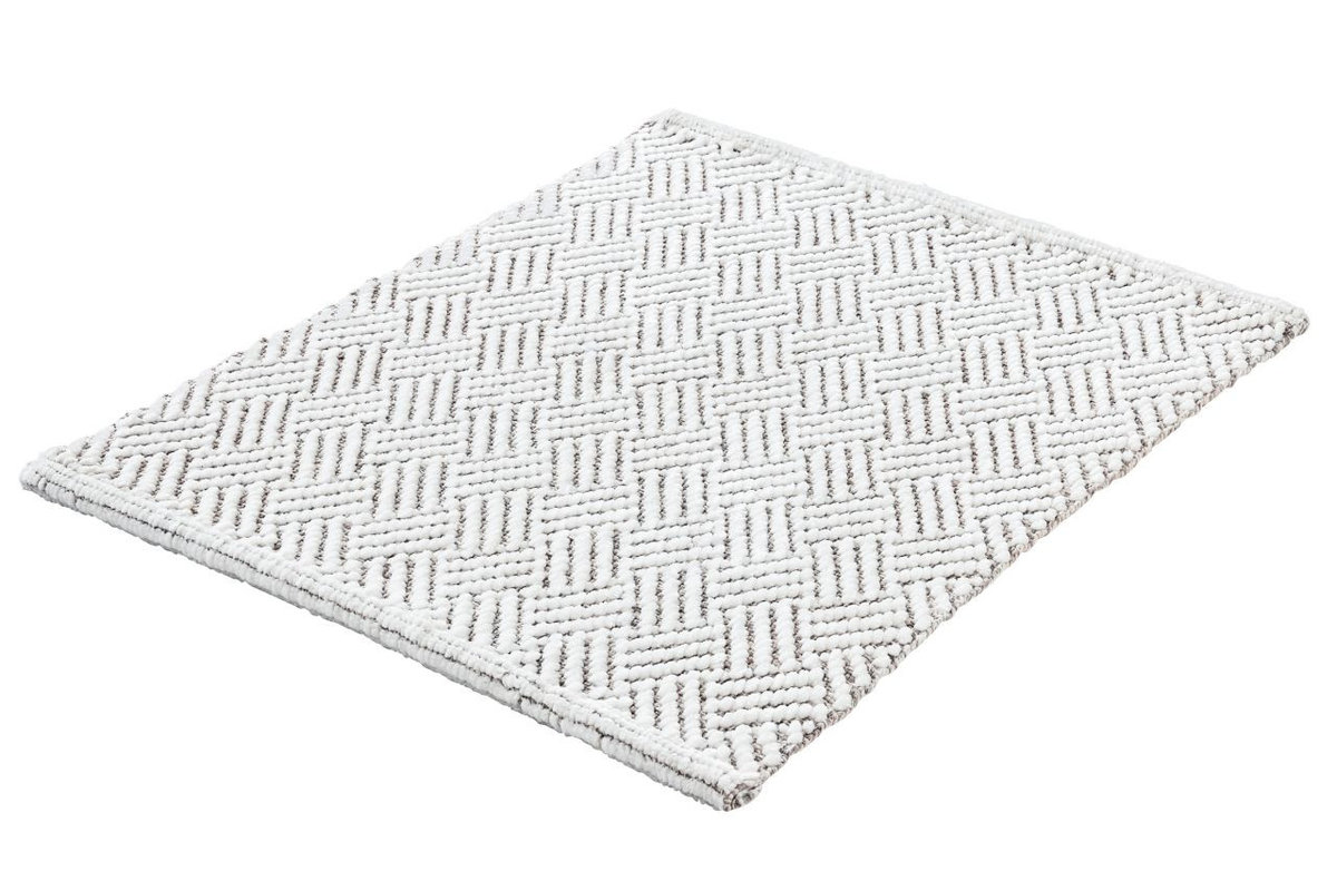 Kleine Wolke Switch Dwustronny dywanik łazienkowy ręcznie tkany 50x60 cm Macadamia beż biały