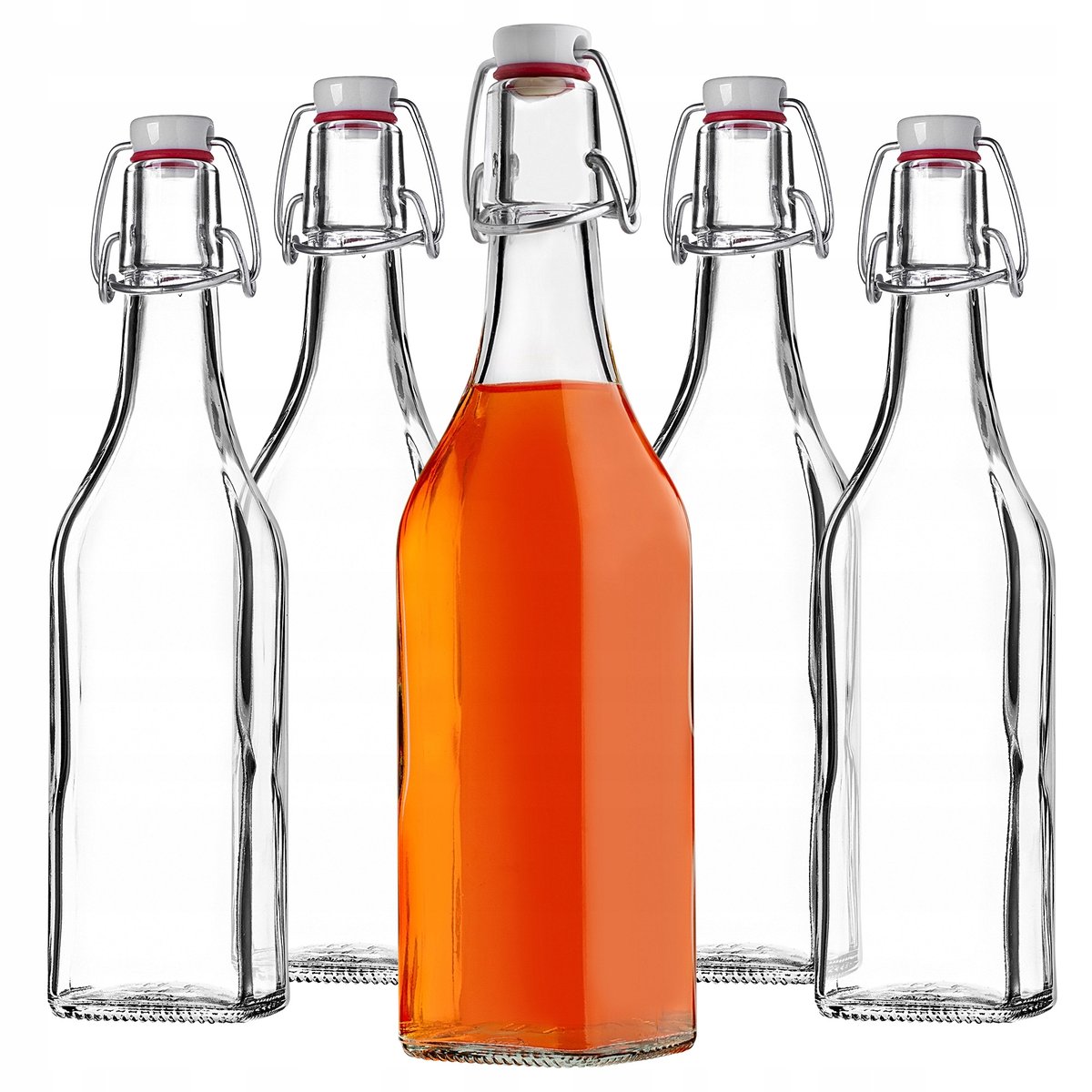 BUTELKA SZKLANA BUTELKI SZKLANE 500 ml 0,5L NA NALEWKI WINO 5 szt Z KORKIEM
