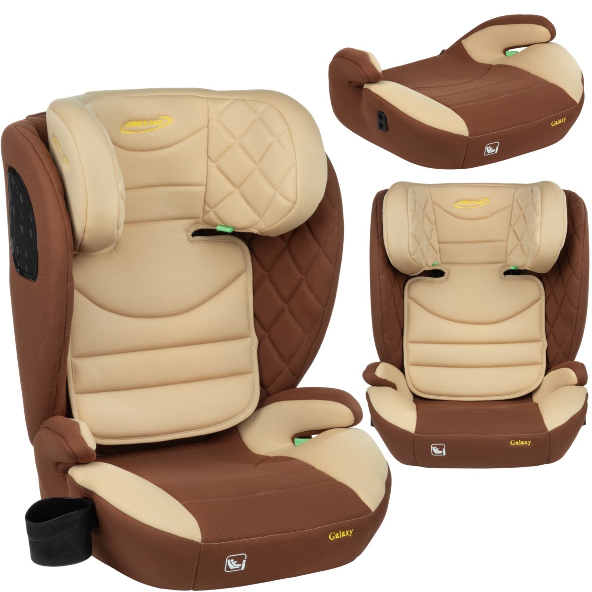 FOTELIK SAMOCHODOWY 100-150cm i-SIZE FWF R129 SUMMER BABY BRĄZOWY GALAXY