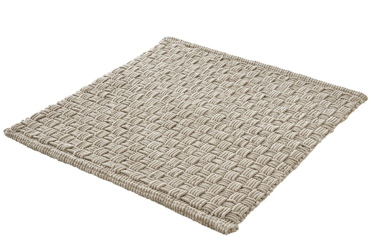 Kleine Wolke Matino ręcznie tkany dywanik łazienkowy 60x60 cm beż macadamia nić szenilowa