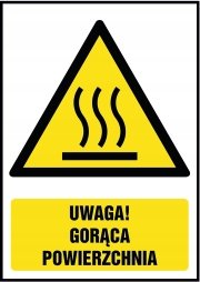 Tabliczka Uwaga! gorąca powierzchnia 10x15cm - metalowa