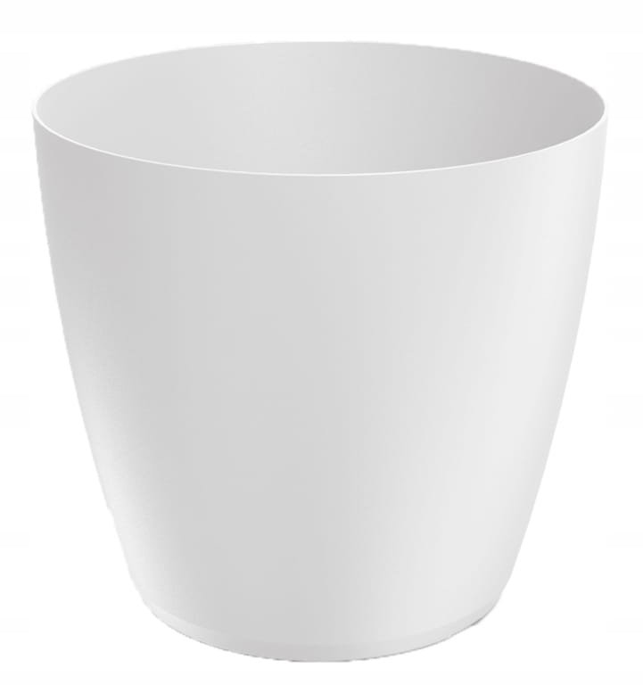 Doniczka biała matowa plastikowa 23,8x21,5 cm osłonka gładka klasyczna Mate