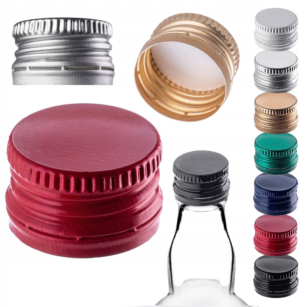 ZAKRĘTKI DO BUTELEK fi28 NAKRĘTKI NA BUTELKI ZAKRĘTKA 10 szt KAPSLE 28x18mm